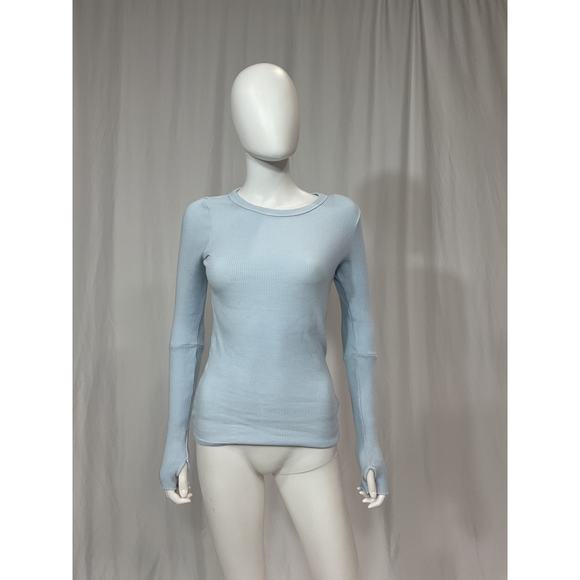 Enza Costa 'Cuffed' Purple Waffle Knit Crew Size M - Picture 2 of 5